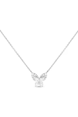 LB Exclusive 18kt white gold diamond butterfly pendant necklace