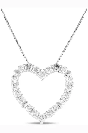 LB Exclusive 14K white gold Heart diamond necklace