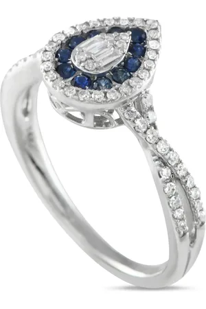 LB Exclusive 14K white gold diamond and sapphire ring