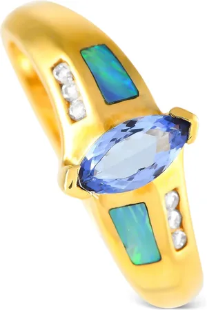 LB Exclusive Pre-owned 14K yellow diamond and tanzanite ring