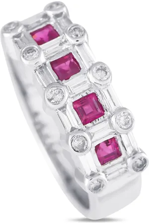 LB Exclusive 14K white gold diamond and ruby ring