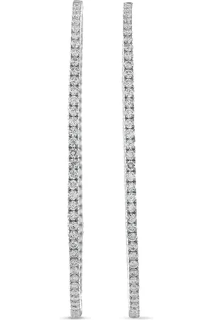 LB Exclusive 14K white gold diamond hoop earrings