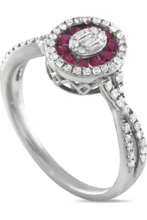 LB Exclusive 14K white gold diamond and ruby ring