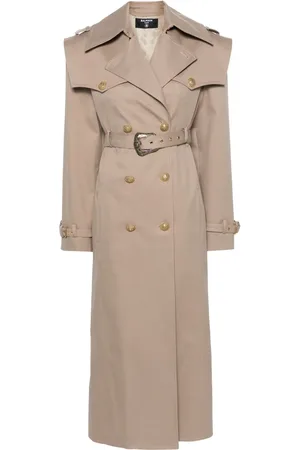 Balmain Double-breasted twill maxi coat