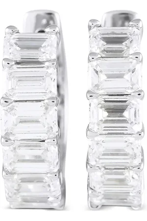 LB Exclusive 18K white gold diamond hoops earrings