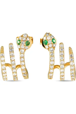 LB Exclusive 14K yellow Serpent diamonds and emerald earrings