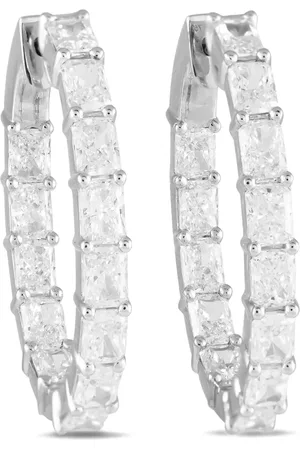 LB Exclusive 18K white gold diamond hoop earrings