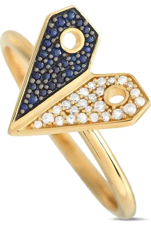 LB Exclusive 14K yellow Heart diamond and sapphire ring