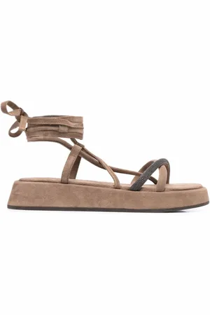 Brunello Cucinelli Ankle-tie flatform sandals