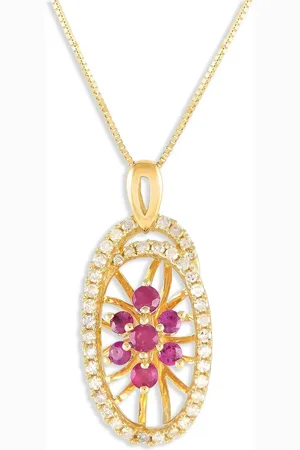 LB Exclusive 14K gold diamond and ruby necklace