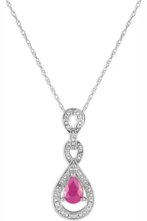 LB Exclusive 14K white gold diamond and ruby necklace PD4-16318WRU