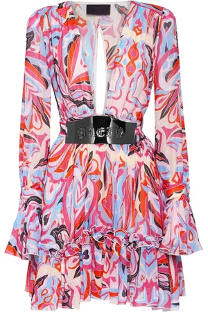 Philipp Plein Abstract-print flared minidress