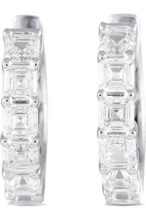LB Exclusive 18kt white gold diamond hoop earrings