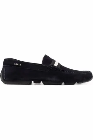 Bally Pearce Leather Drivers In Navy wide foot morphology