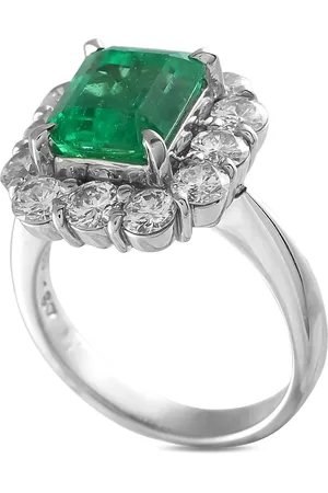 LB Exclusive Platinum diamond and emerald ring