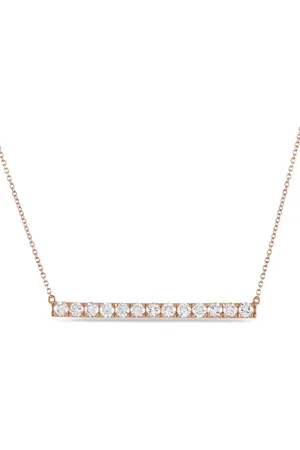 LB Exclusive 18K rose gold bar diamonds necklace