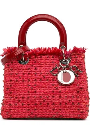 Dior 2012 Medium Tweed Fringe Rhinestone Lady Dior satchel