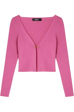 VERSACE Safety Pin ribbed-knit cardigan