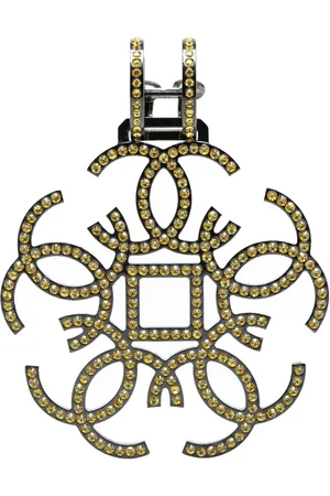 CHANEL 2017 Brass CC Crystal Single Clip On Earring costume earrings