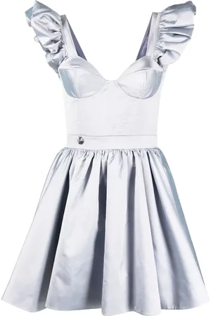 Philipp Plein Ruffle-detail silk mini dress