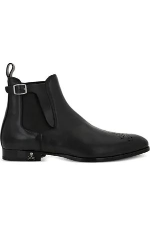 Philipp Plein Skull-appliqué leather boots