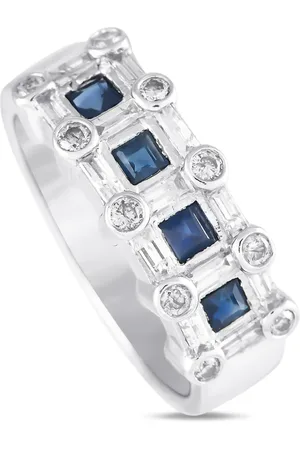 LB Exclusive Pre-owned 14K white gold diamond and sapphire ring