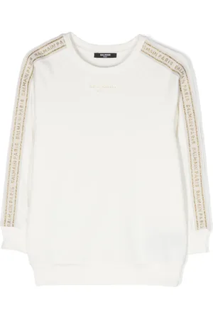 Balmain Glitter logo-tape cotton sweatshirt