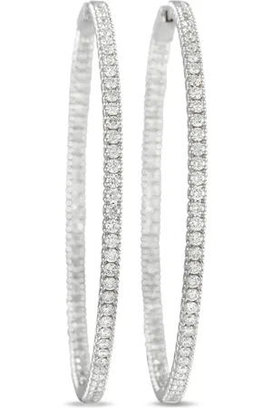 LB Exclusive 14kt white gold Inside-Out diamond hoop earrings