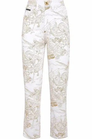 Philipp Plein Skeleton-print cropped jeans