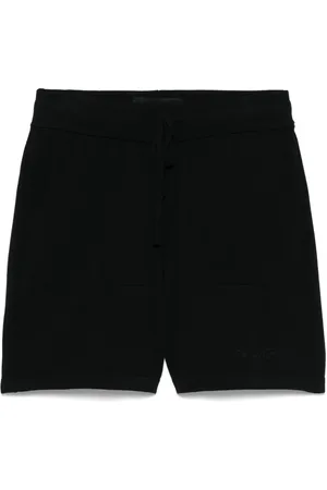 THE EDITOR Logo-embroidered shorts