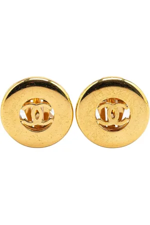 CHANEL 1997 Plated CC Round Clip On Earrings costume earrings