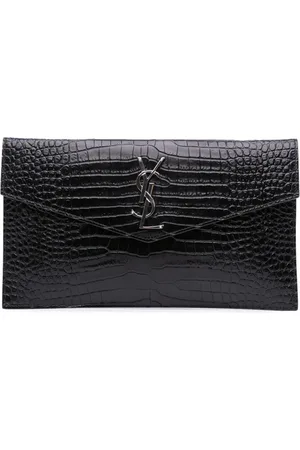 Saint Laurent 2020 Croc Embossed Leather Uptown Pouch clutch bag