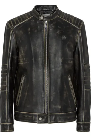 Philipp Plein Distressed leather moto jacket