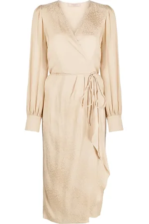 Twin-Set Wraparound draped-detail midi dress