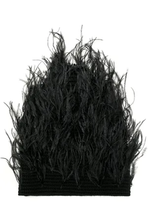 VALENTINO GARAVANI Feather-embellished knitted beanie