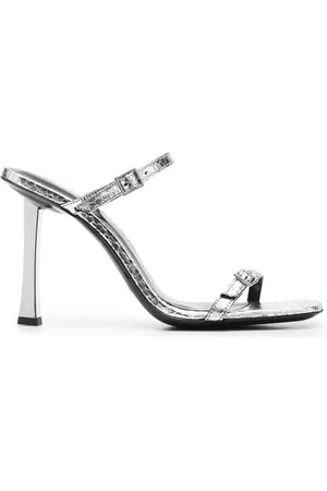 By Far Flick 90mm metallic leather sandals