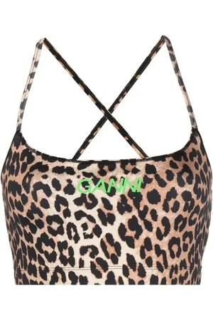 Ganni Leopard-print cropped top