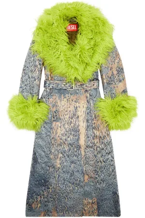 Diesel Faux-fur belted-waist jacket
