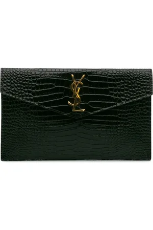 Saint Laurent 2022 Croc Embossed Leather Uptown Pouch clutch bag