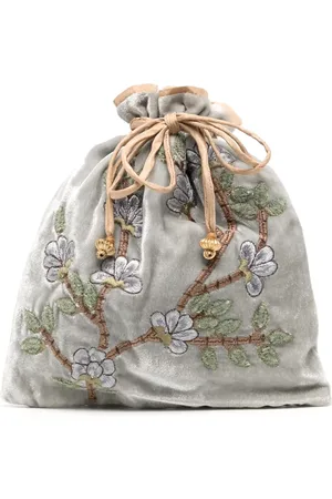 Anke Drechsel Floral-embroidered velvet purse
