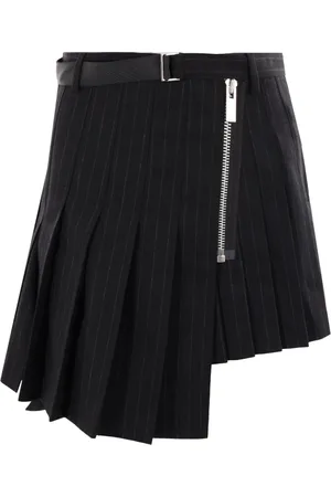SACAI Stripe detail wool skirt