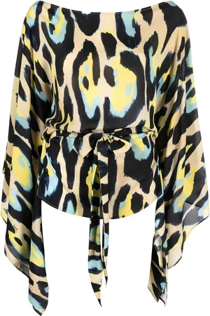 Roberto Cavalli Animal-print draped blouse