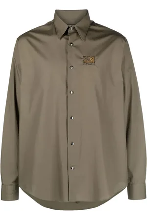 Roberto Cavalli Logo-embroidered cotton shirt