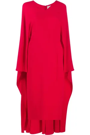 VALENTINO GARAVANI Cape-style V-neck silk midi-dress