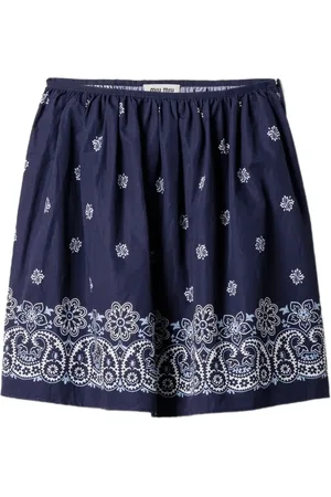 Miu Miu Cornflower slubbed poplin skirt