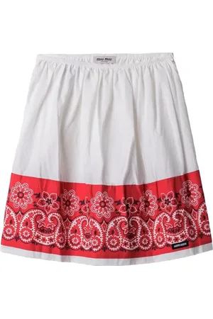 Miu Miu Slubbed Bandana poplin skirt