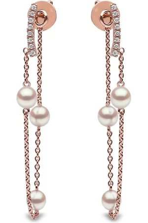 Yoko London 18kt rose gold Trend freshwater pearl and diamond earrings