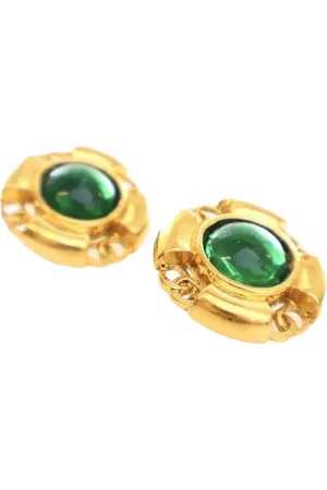 CHANEL 1993 Plated Gripoix Round Clip On Earrings costume earrings