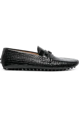 Roberto Cavalli Embossed crocodile-effect leather loafers