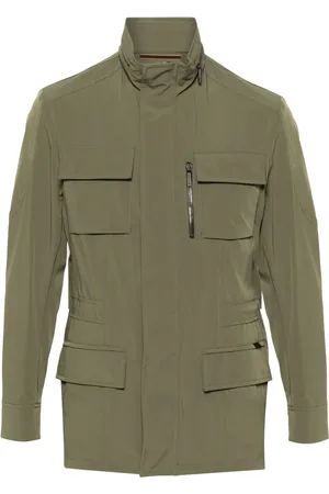 MOORER High-neck concealed-hood jacket